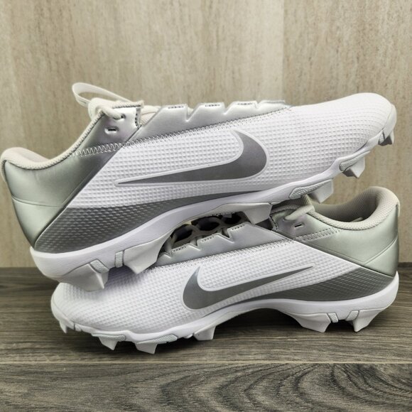 Nike Vapor Edge Shark 2 Size 12 Mens White Metallic Silver Football Cleats - Picture 9 of 11